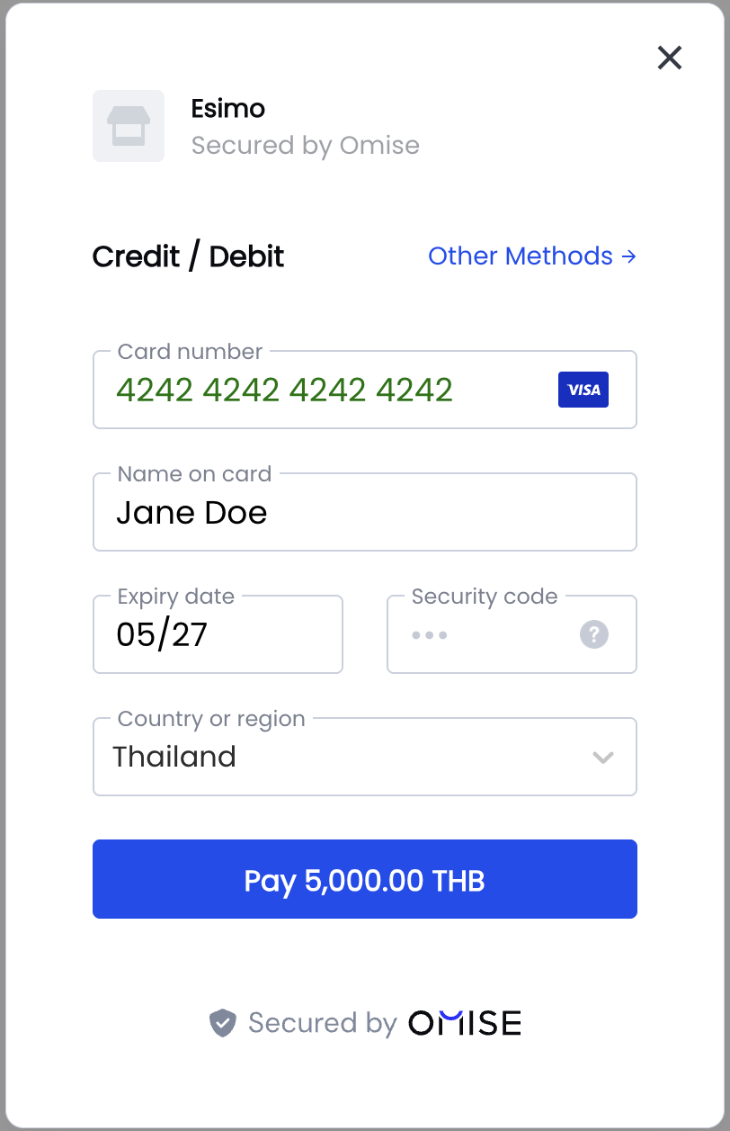 Credit card payment form example
