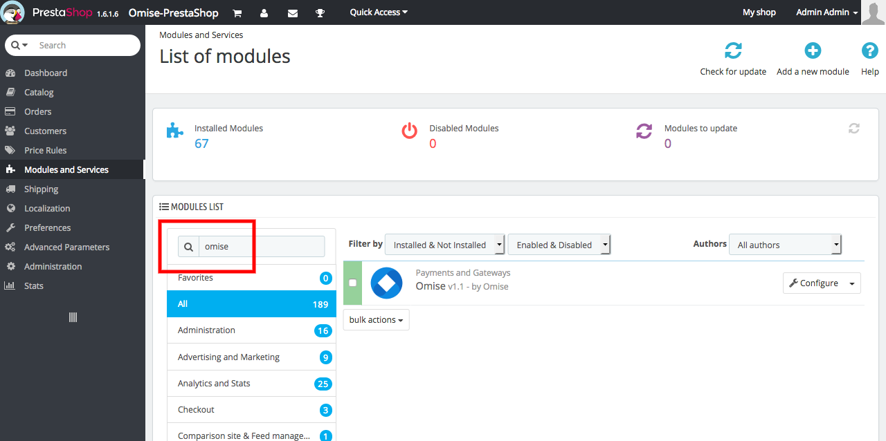 Search results displaying Omise