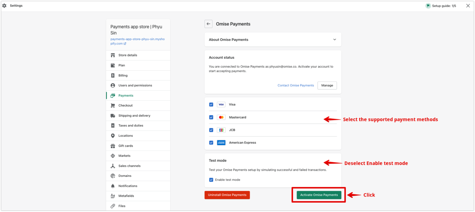 การ เลือก วิธีการชำระเงิน ใน การ ตั้งค่า Shopify